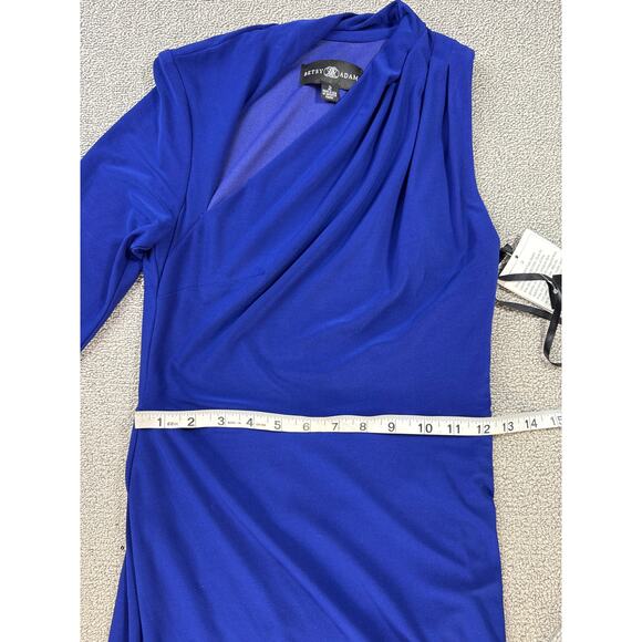 NWT Besty & Adam Dress Full Length Maxi One Shoulder Long Sleeve Blue Size 2 - Picture 7 of 13